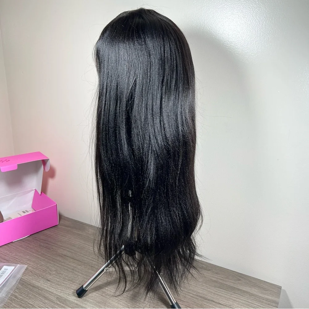 UNICE Natural Black Human Hair Yaki V Part EasiContour 22 Inch Glueless Wig